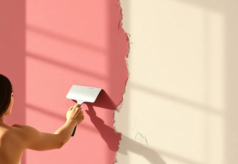 Application d'un enduit décoratif à la lisseuse sur un mur