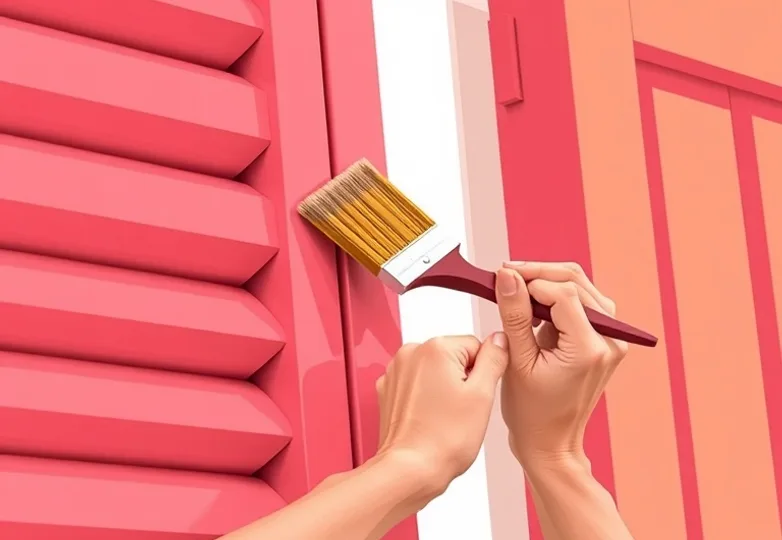 Mise en peinture au pinceau de volets et d'encadrements en bois